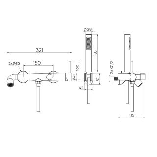 Смеситель для ванны Knotlor SS-32/RB, бронза